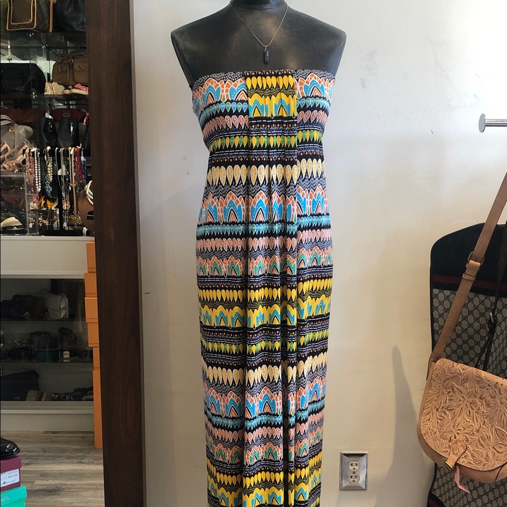 Diane Von Furstenberg Strapless Dress with Geometric Patterns